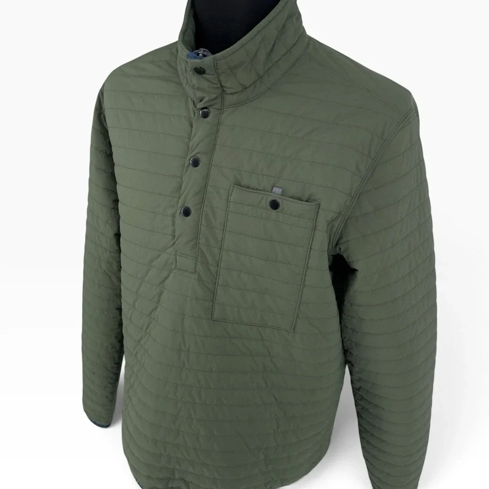 Relwen Windzip Snap Cinch Medium Olive Green Quilted Pullover Jacket Layer Mens